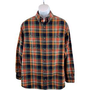 Duluth Trading Mens Large Heavy Flannel Long Sleeve Shirt Relaxed Fit Cotton